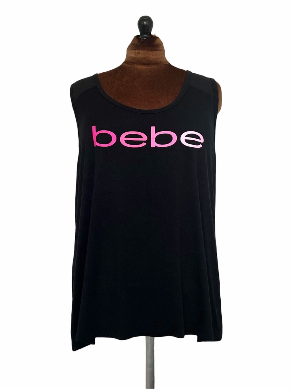 BEBE Black Pink Logo Sleeveless Lightweight Ombré Tank Top Plus Size 3X (22-24)